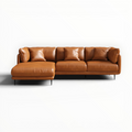 Brown leather sectional sofa on a white background