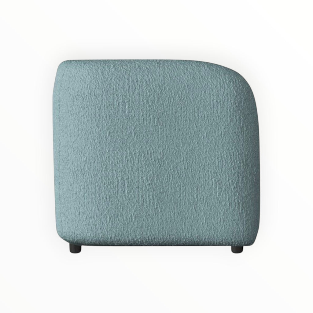 Blue textured armrest on a white background