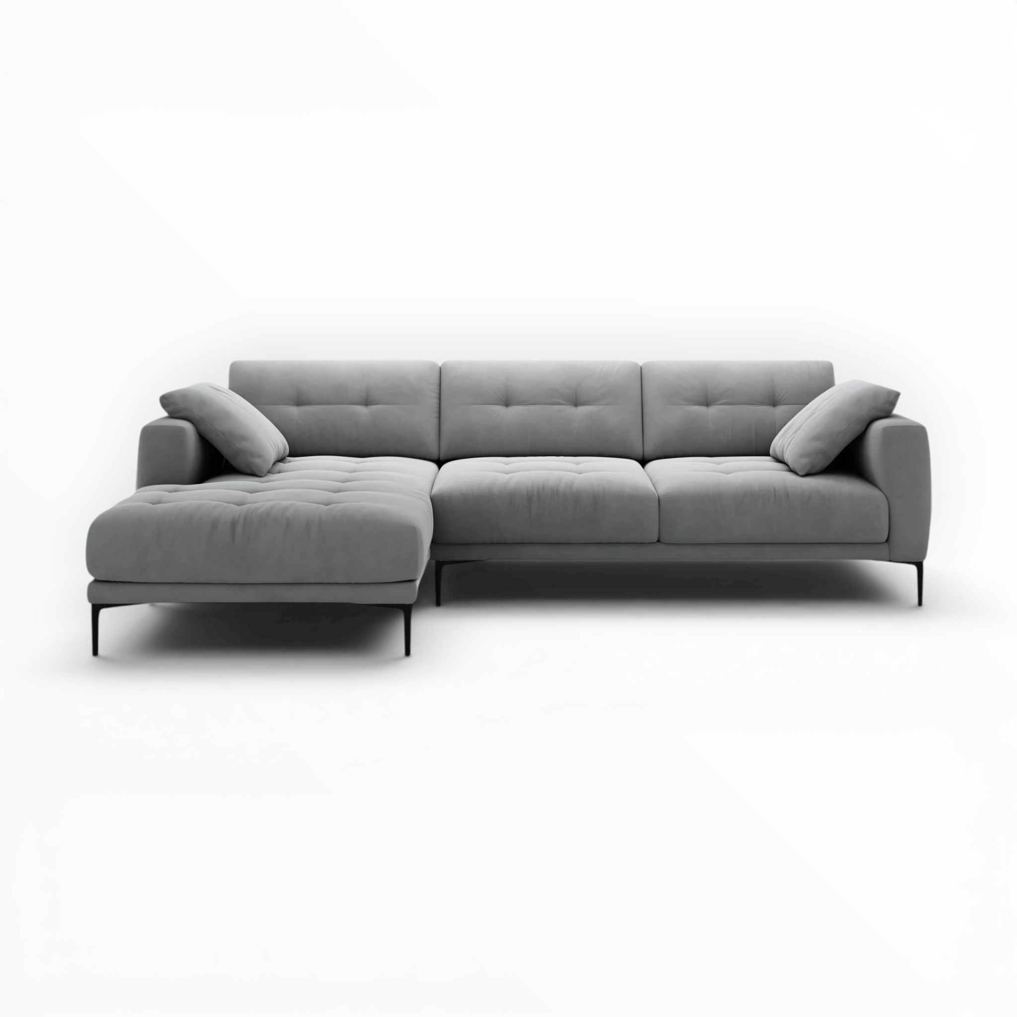 Gray sectional sofa on a white background