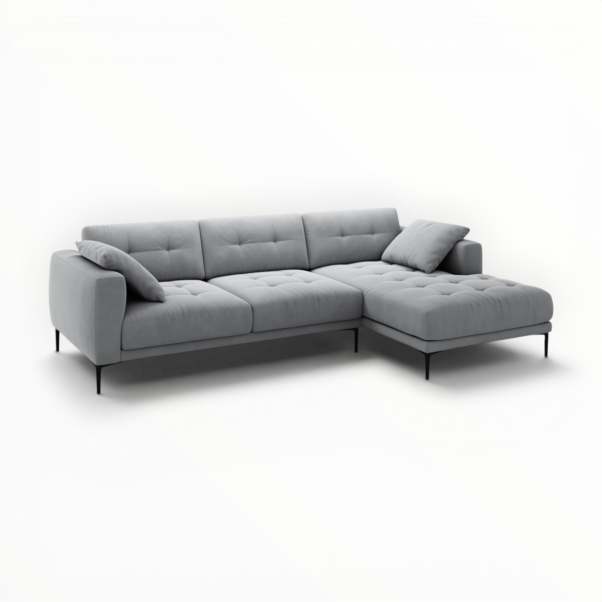 Gray sectional sofa on a white background