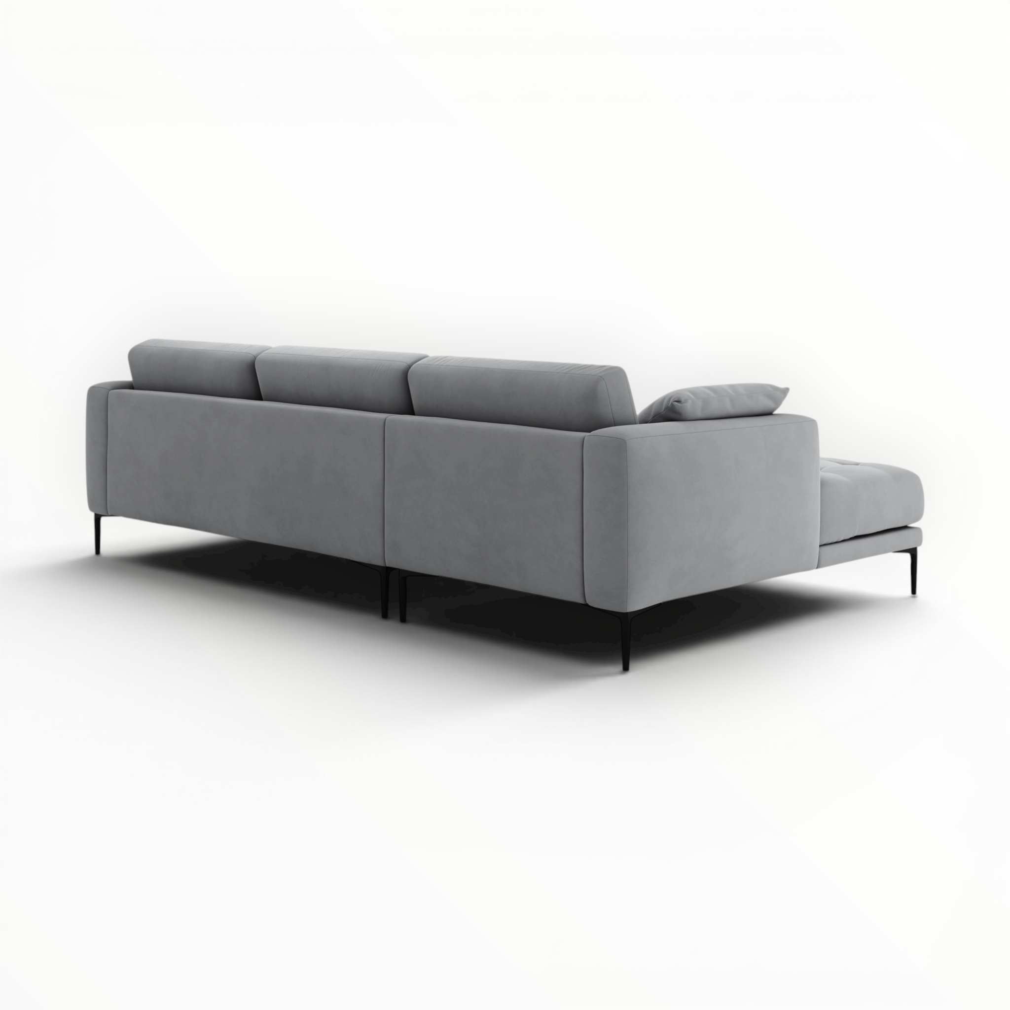 Gray sectional sofa on a white background