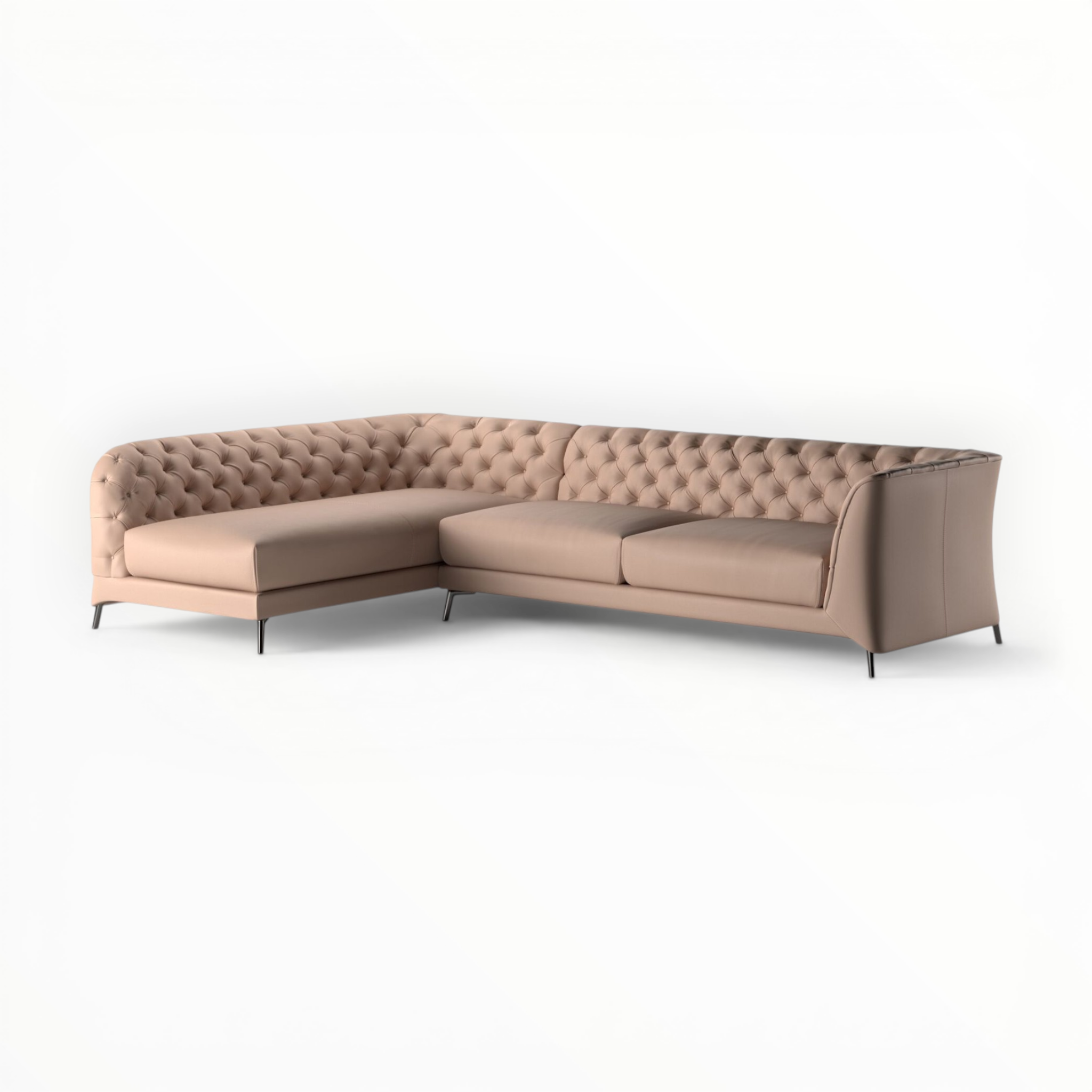 Beige sectional sofa on a white background