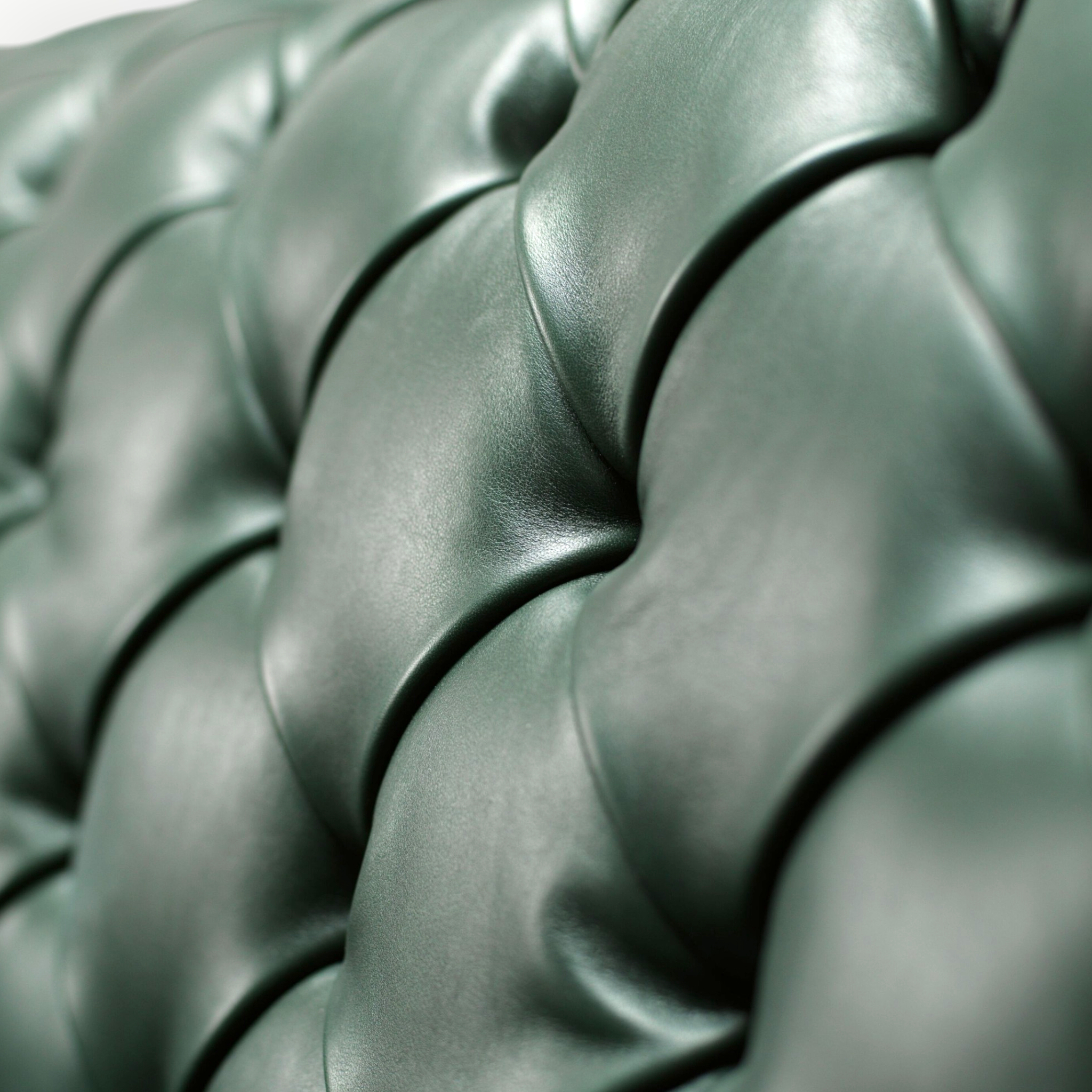 Close-up of a green tufted leather surface