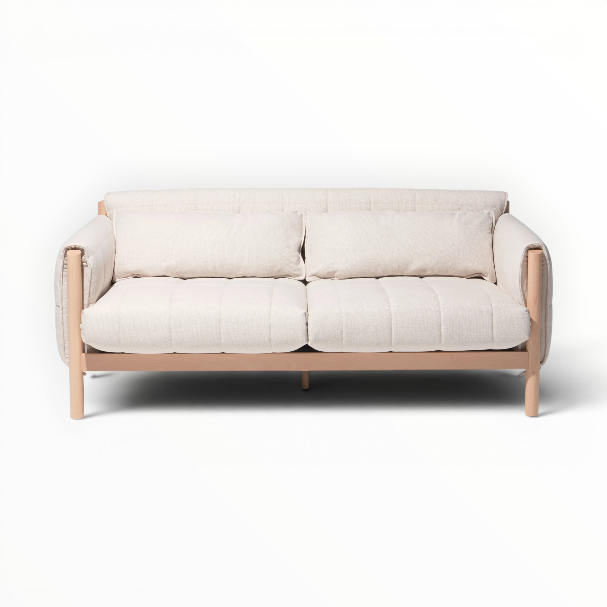 Loom 3 Seater Sofa | Exposed Teakwood Frame | Quilted Cushions