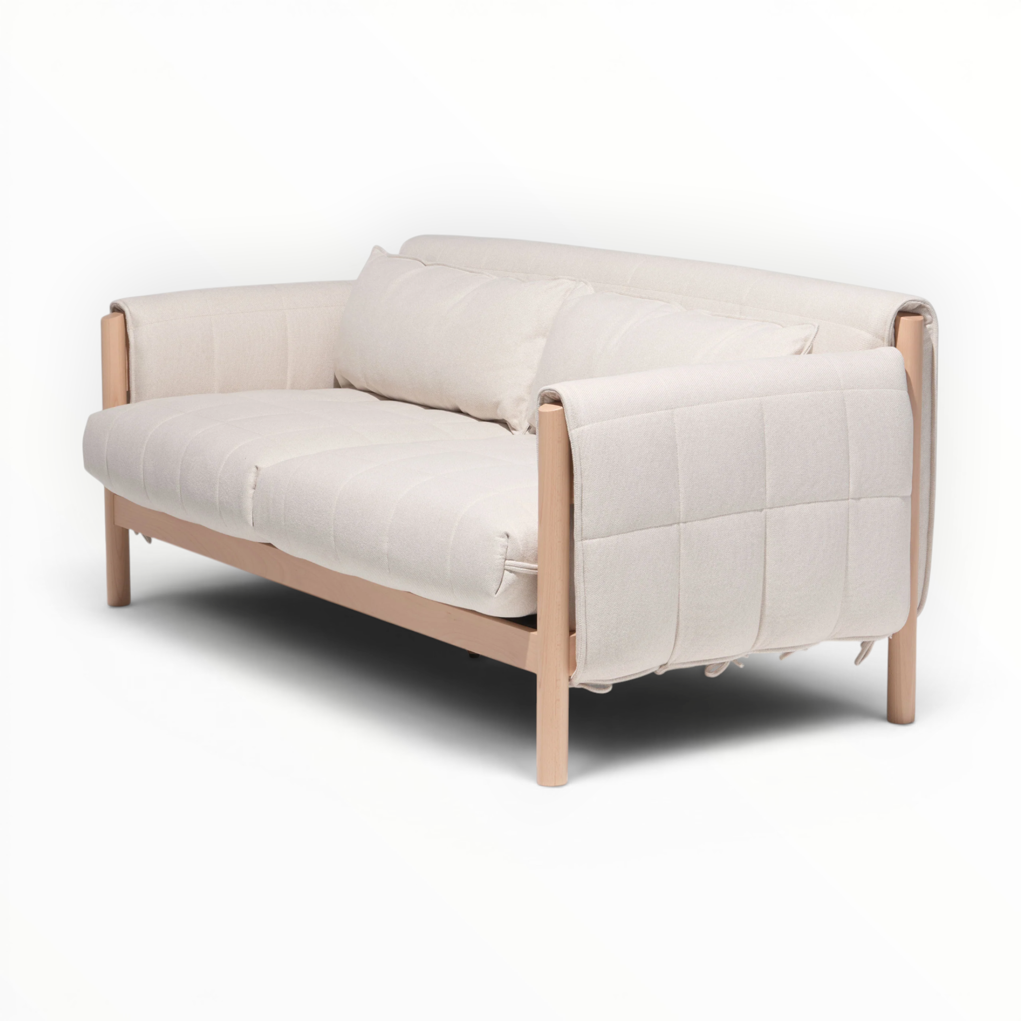 Loom 3 Seater Sofa | Exposed Teakwood Frame | Quilted Cushions