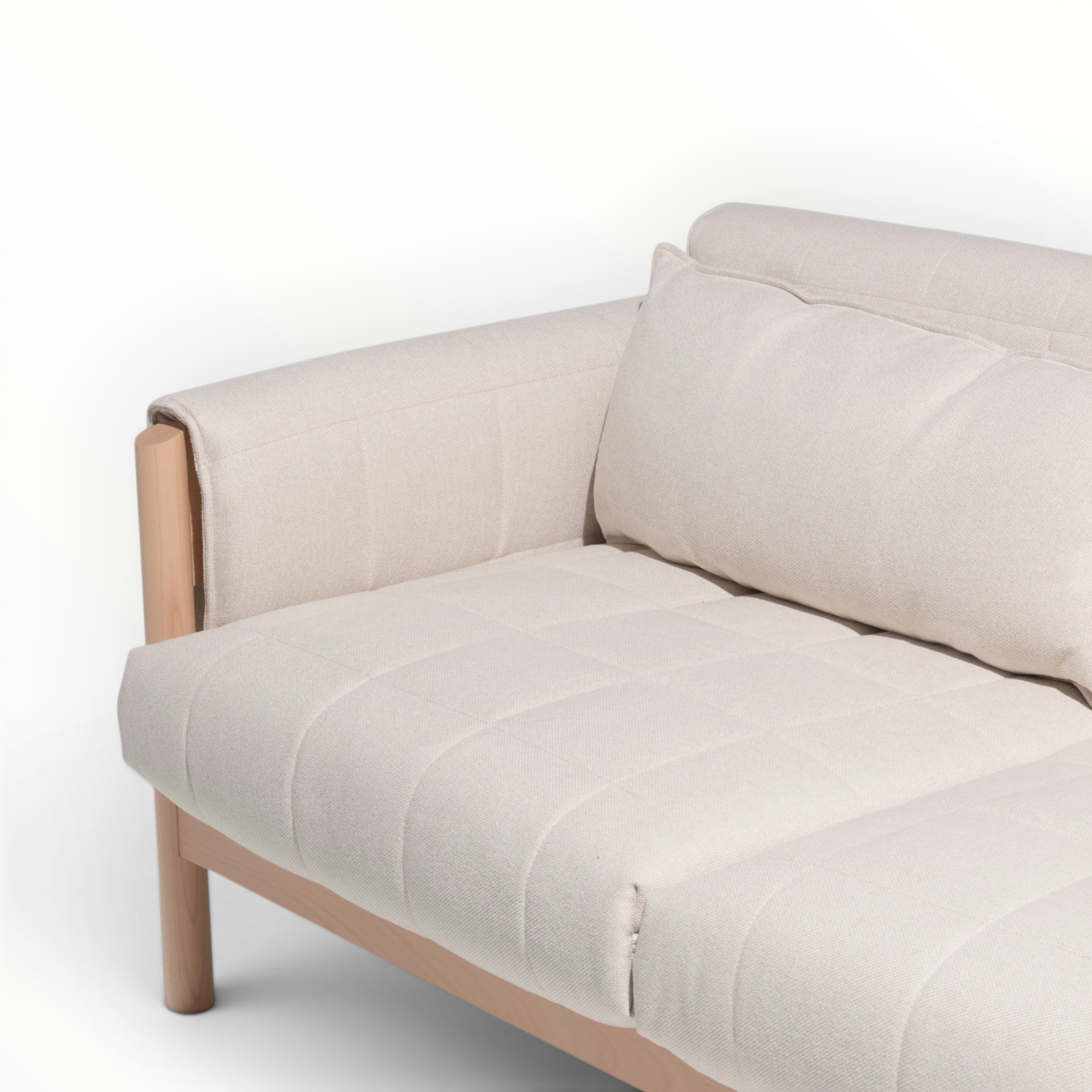 Loom 3 Seater Sofa | Exposed Teakwood Frame | Quilted Cushions