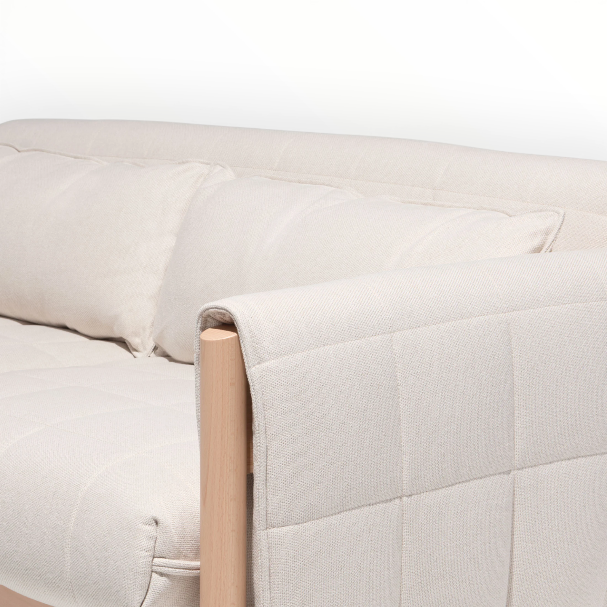 Loom 3 Seater Sofa | Exposed Teakwood Frame | Quilted Cushions