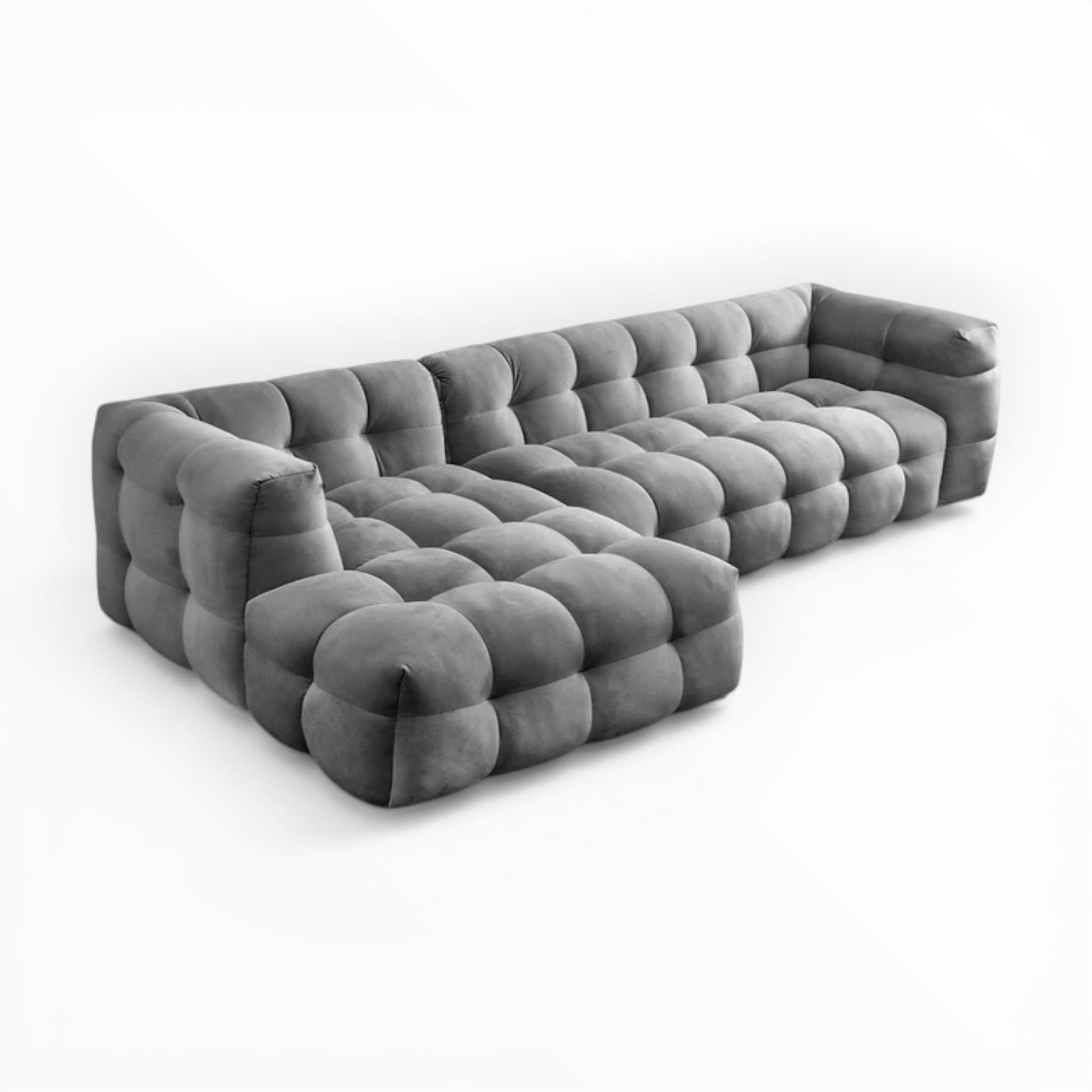 Gray sectional sofa on a white background