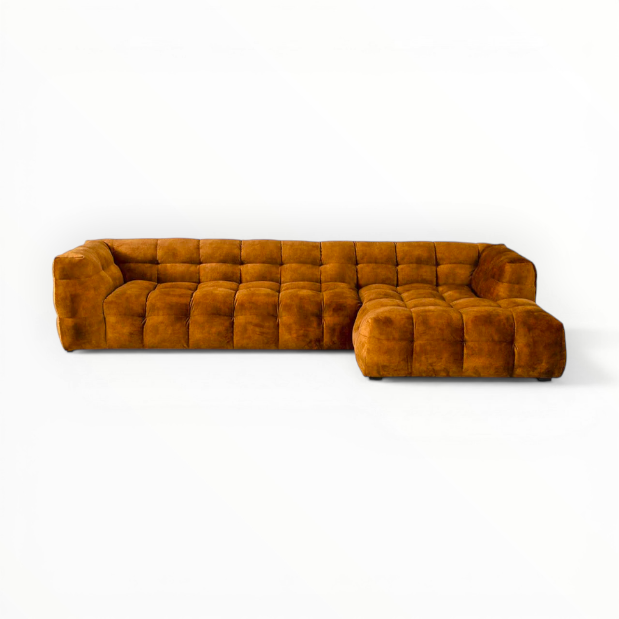 Brown sectional sofa on a white background
