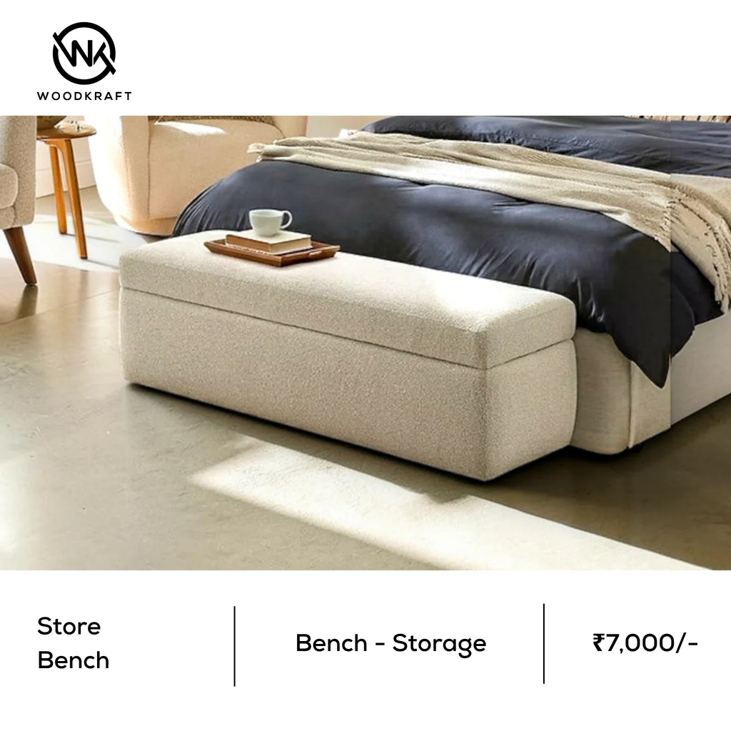 Store Upholstered Storage Ottoman | Woodkraft Xpress | 48-Hour Delivery Hyderabad