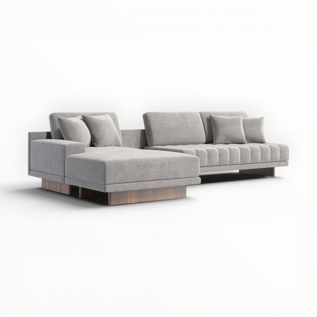 Gray sectional sofa on a white background