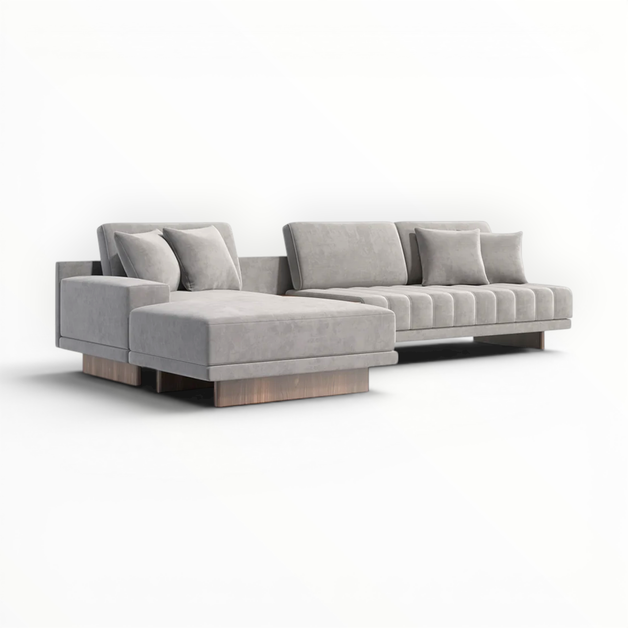 Gray sectional sofa on a white background