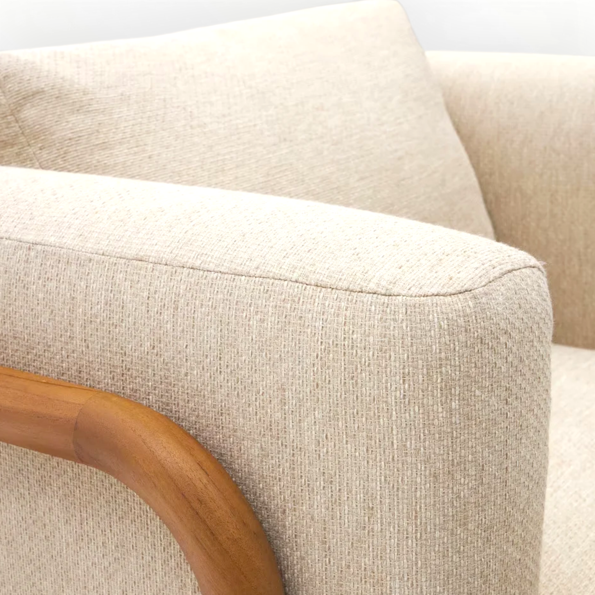 Arcadia teakwood sofa top-down view of seat and arm - Woodkraft Studio Hyderabad