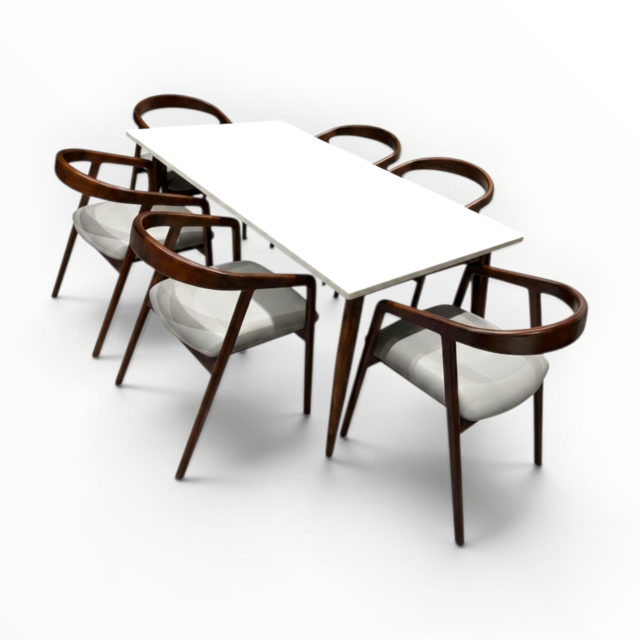 Aris Dining Set | Teakwood Frame with Marble or Wooden Top | 4 & 6 Seater