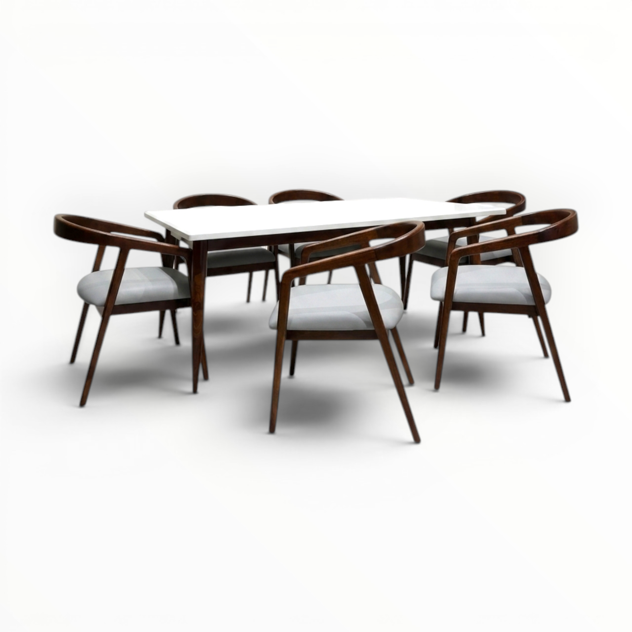 Aris Dining Set | Teakwood Frame with Marble or Wooden Top | 4 & 6 Seater