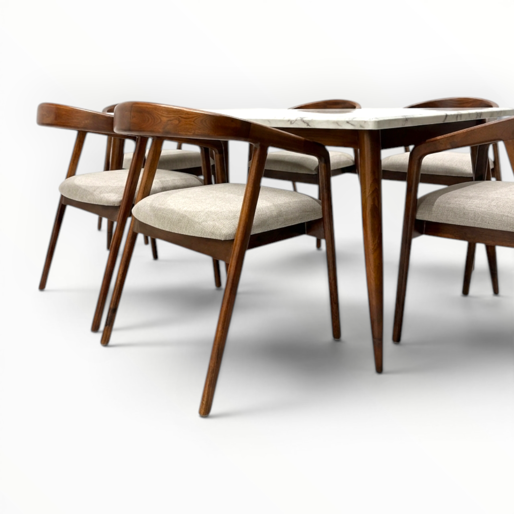 Aris Dining Set | Teakwood Frame with Marble or Wooden Top | 4 & 6 Seater