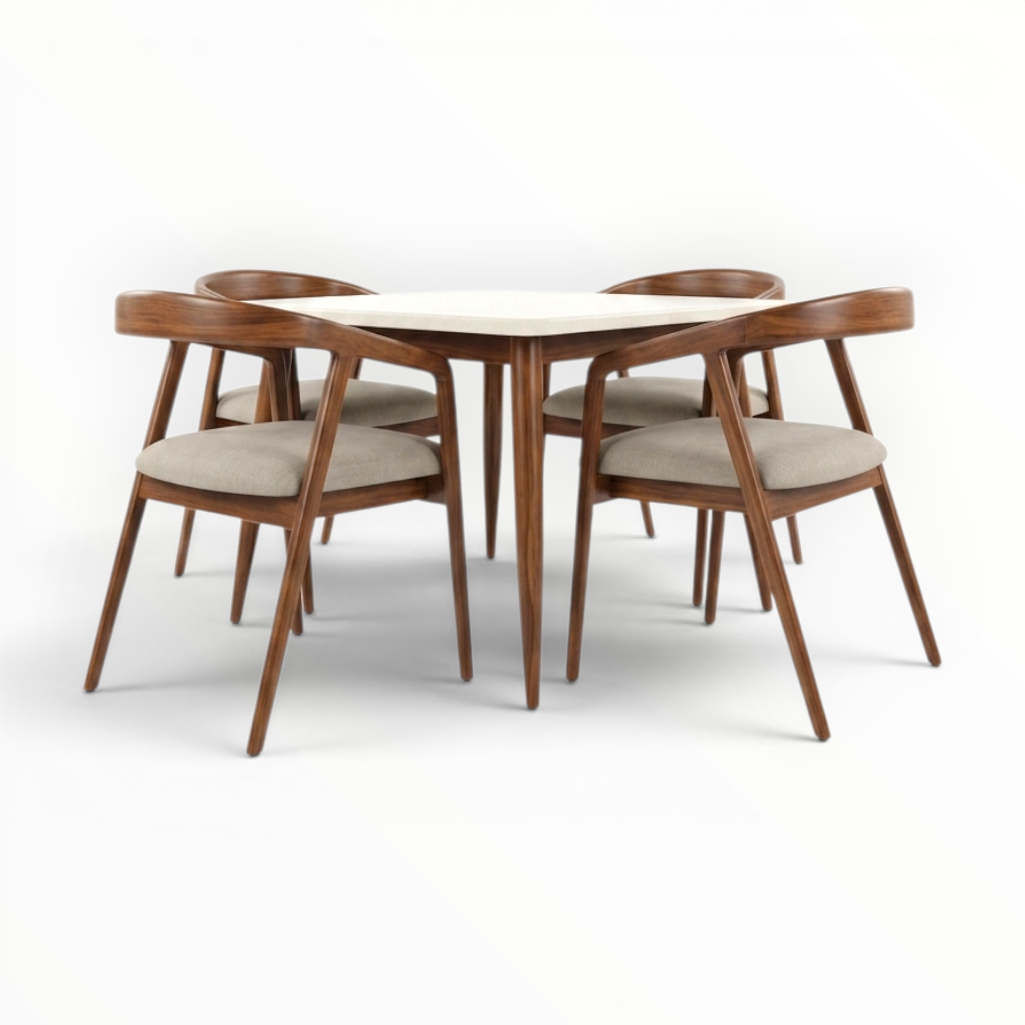 Aris Dining Set | Teakwood Frame with Marble or Wooden Top | 4 & 6 Seater