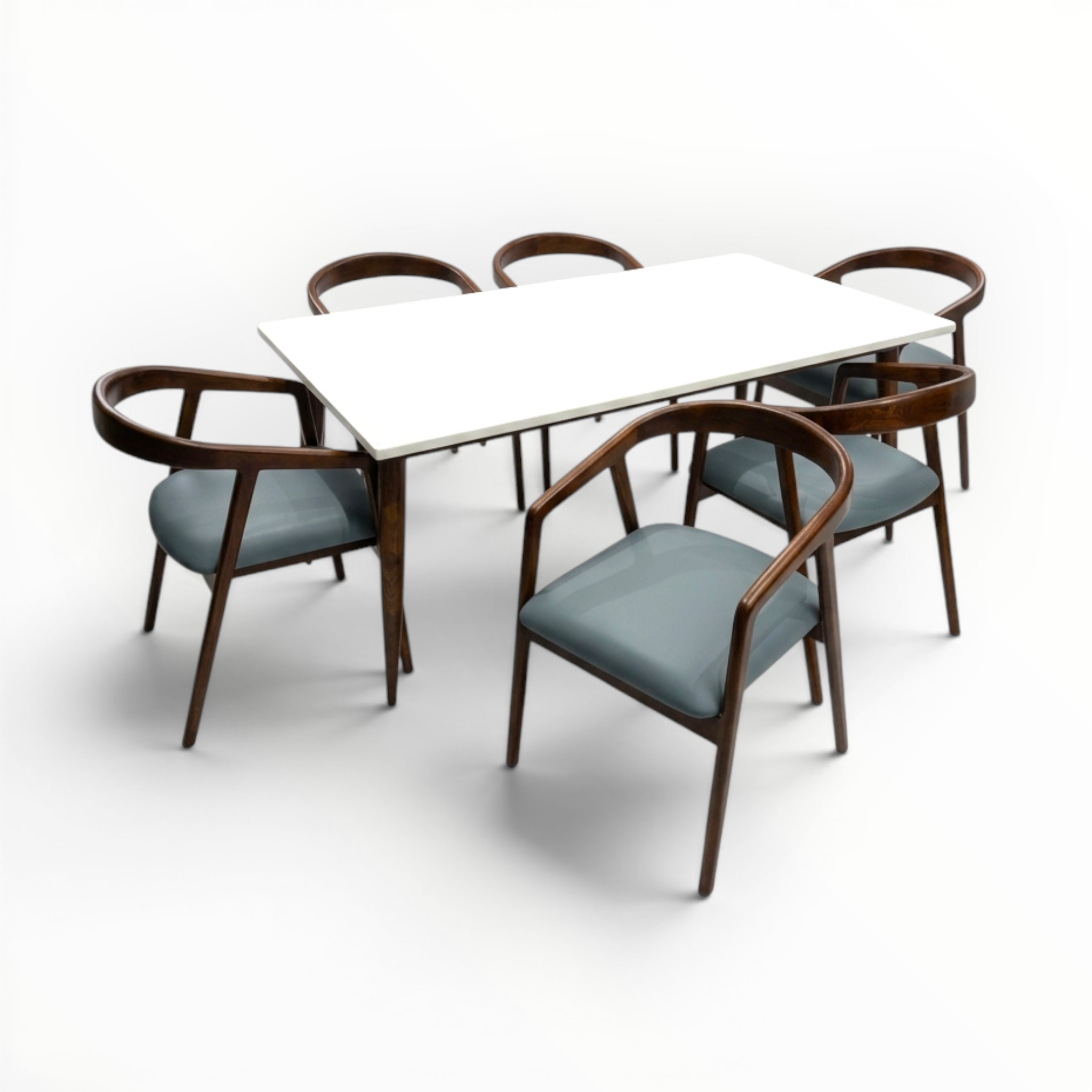 Aris Dining Set | Teakwood Frame with Marble or Wooden Top | 4 & 6 Seater