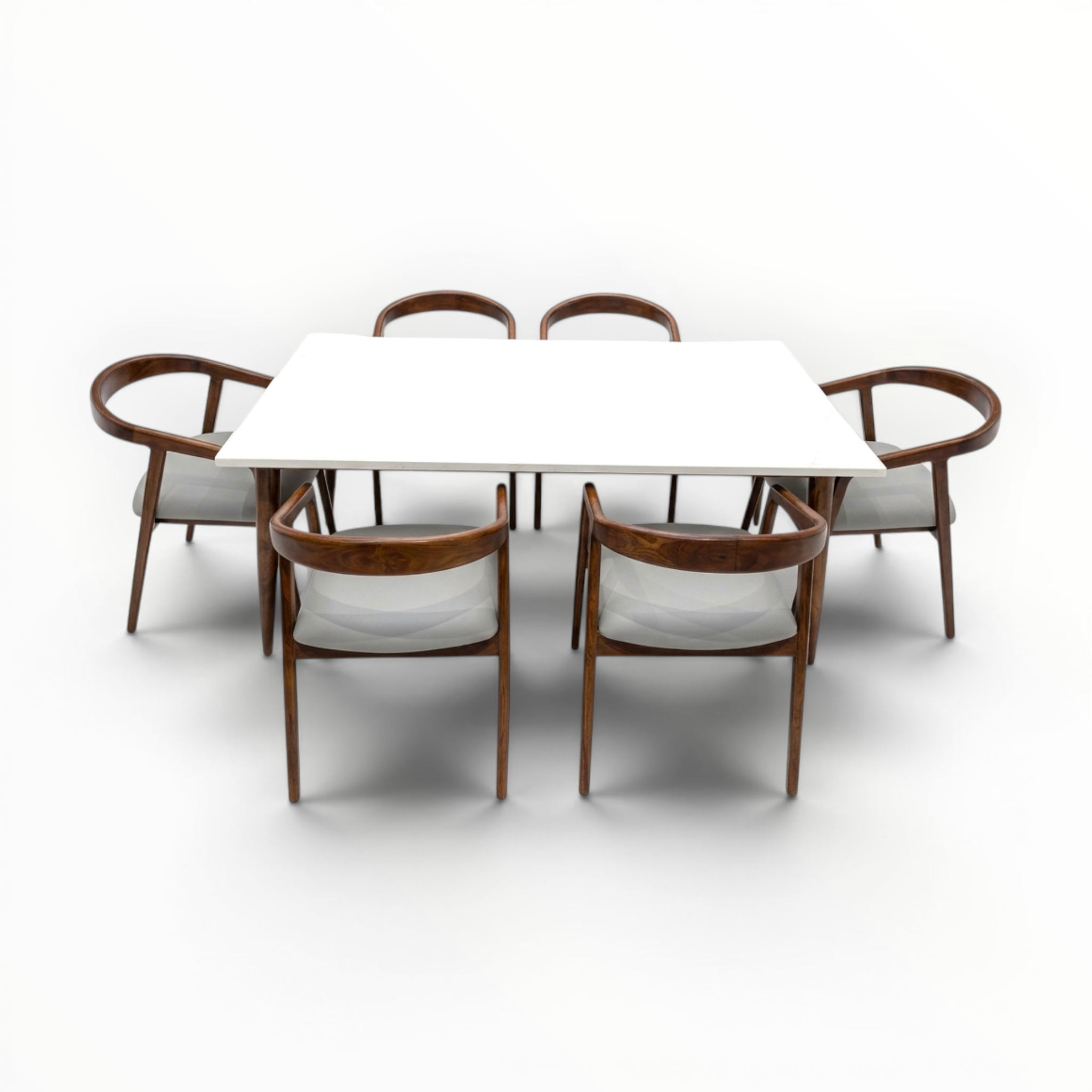 Aris Dining Set | Teakwood Frame with Marble or Wooden Top | 4 & 6 Seater