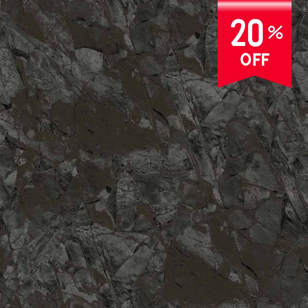 Dark stone texture with a red discount banner displaying '20% OFF'.
