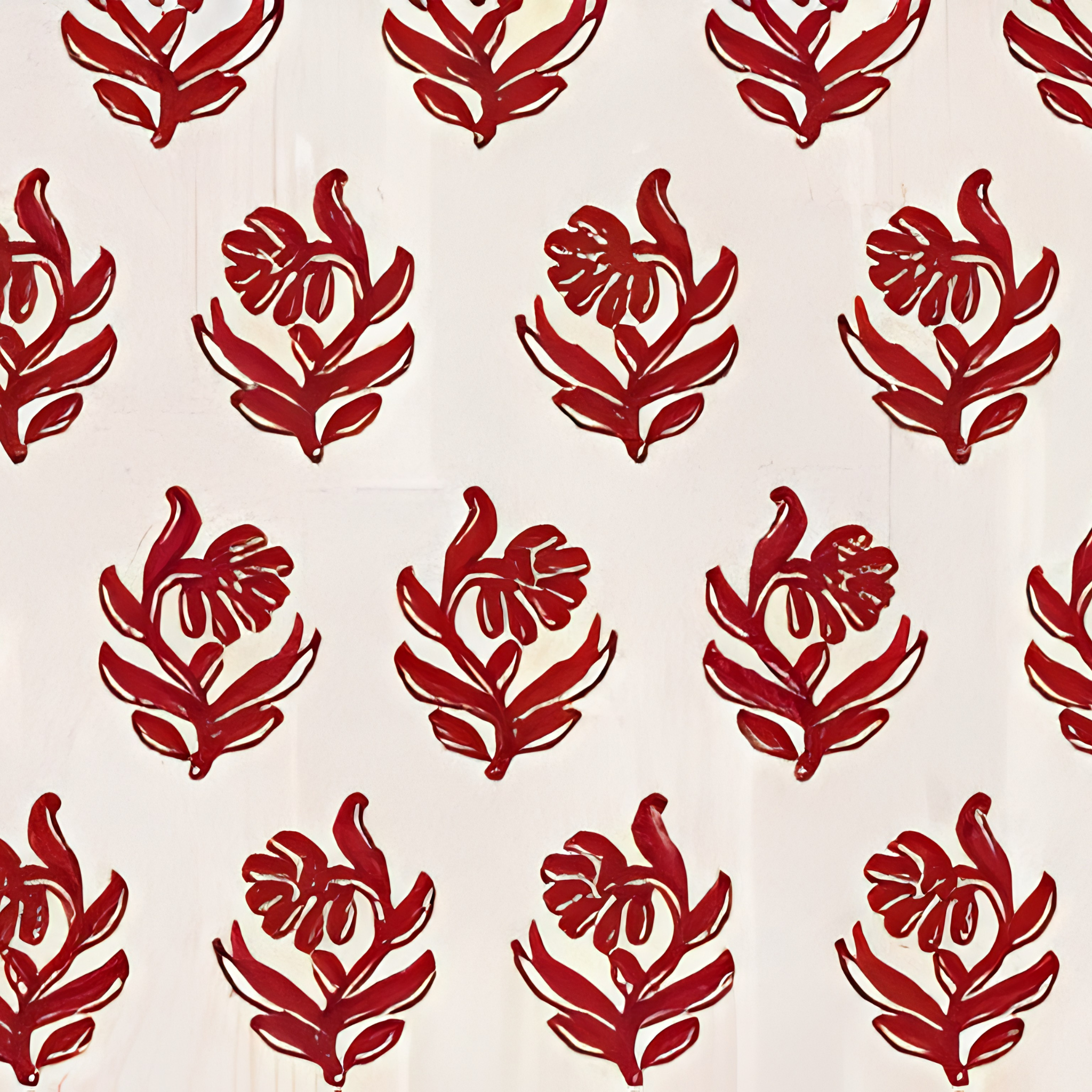 Red floral pattern on a beige background