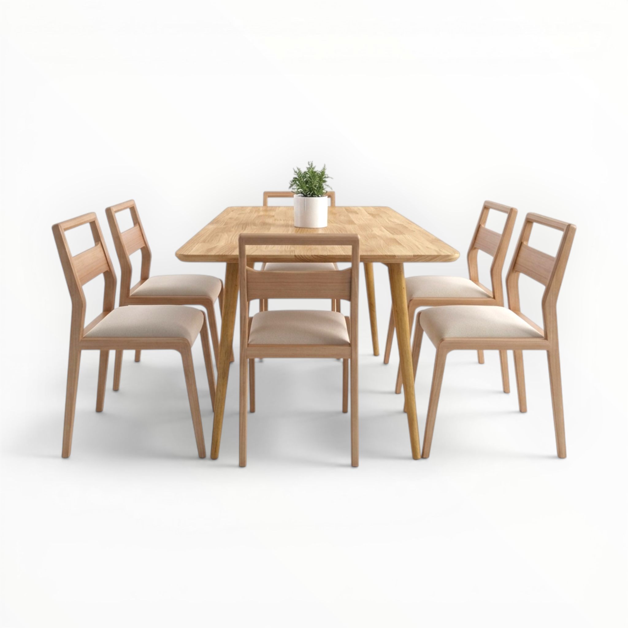 Birch 6-Seater Dining Set | Teakwood Frame | Marble or Wooden Top | Customisable