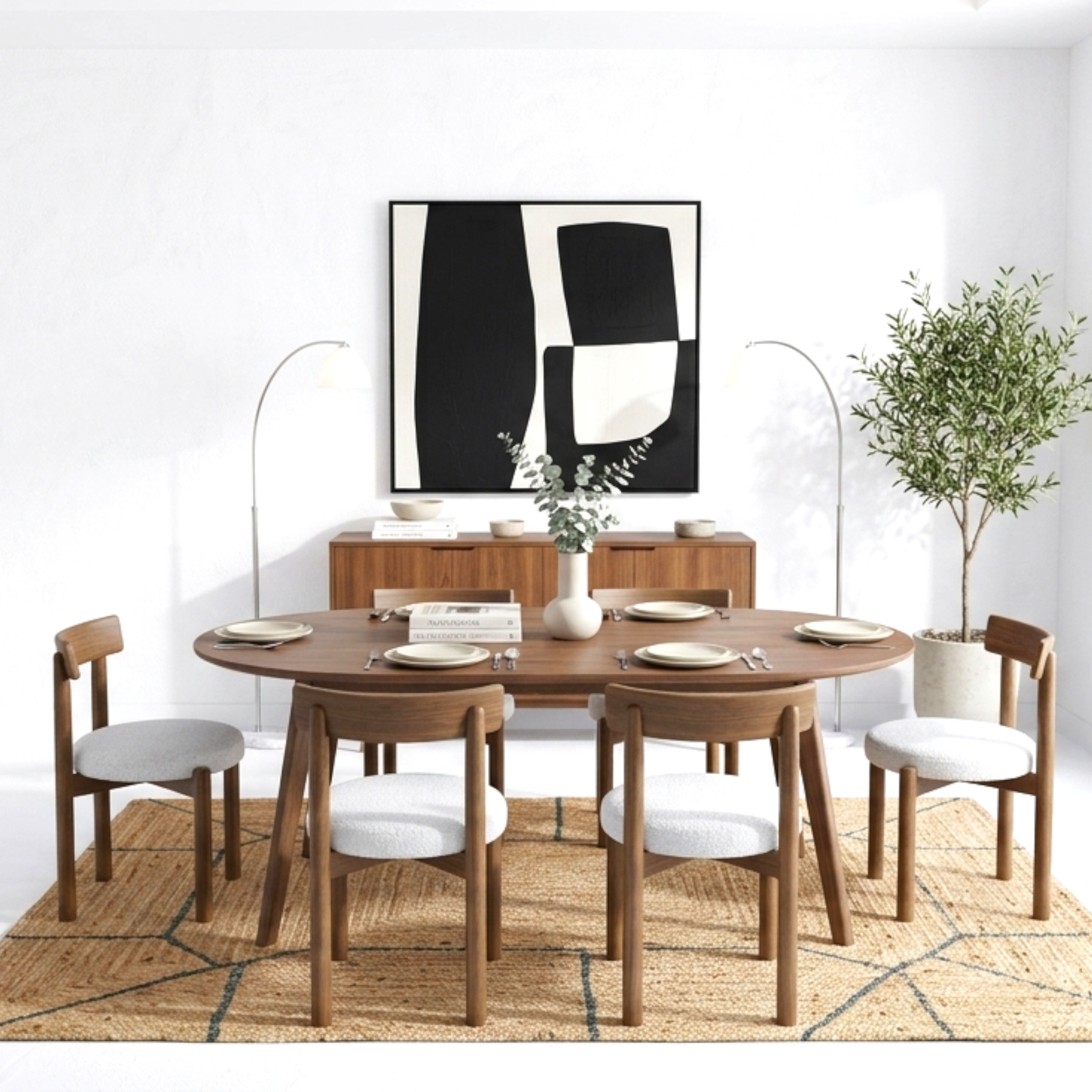 Cedar 6 seater dining set overhead view oval table teakwood pine top Hyderabad
