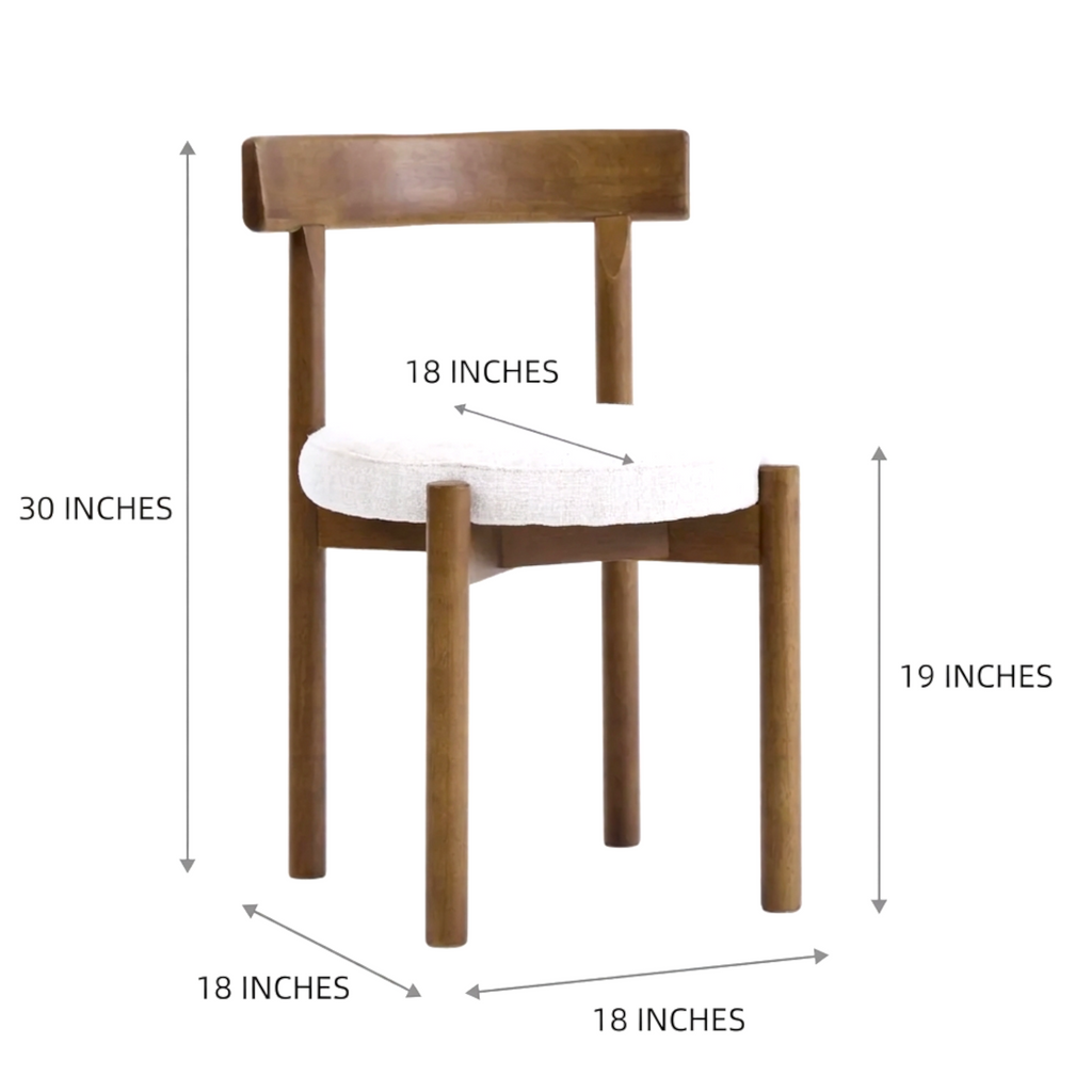 Cedar dining chair close up T-bar backrest bouclé upholstery teakwood Hyderabad