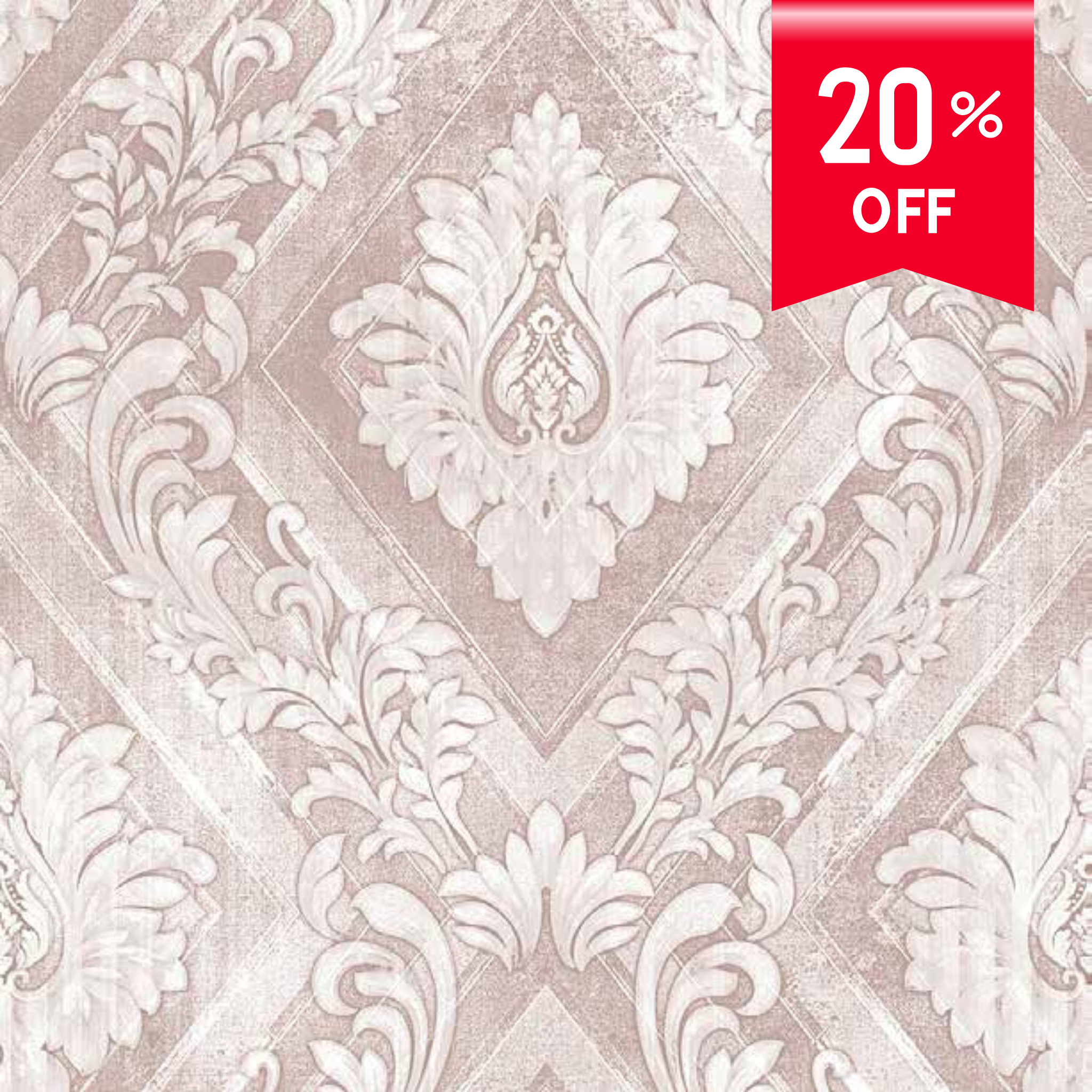 Decorative wallpaper with a 20% off label