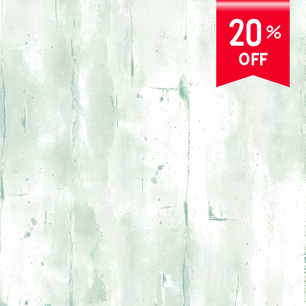 Textured white background with a red discount banner displaying '20% OFF'.