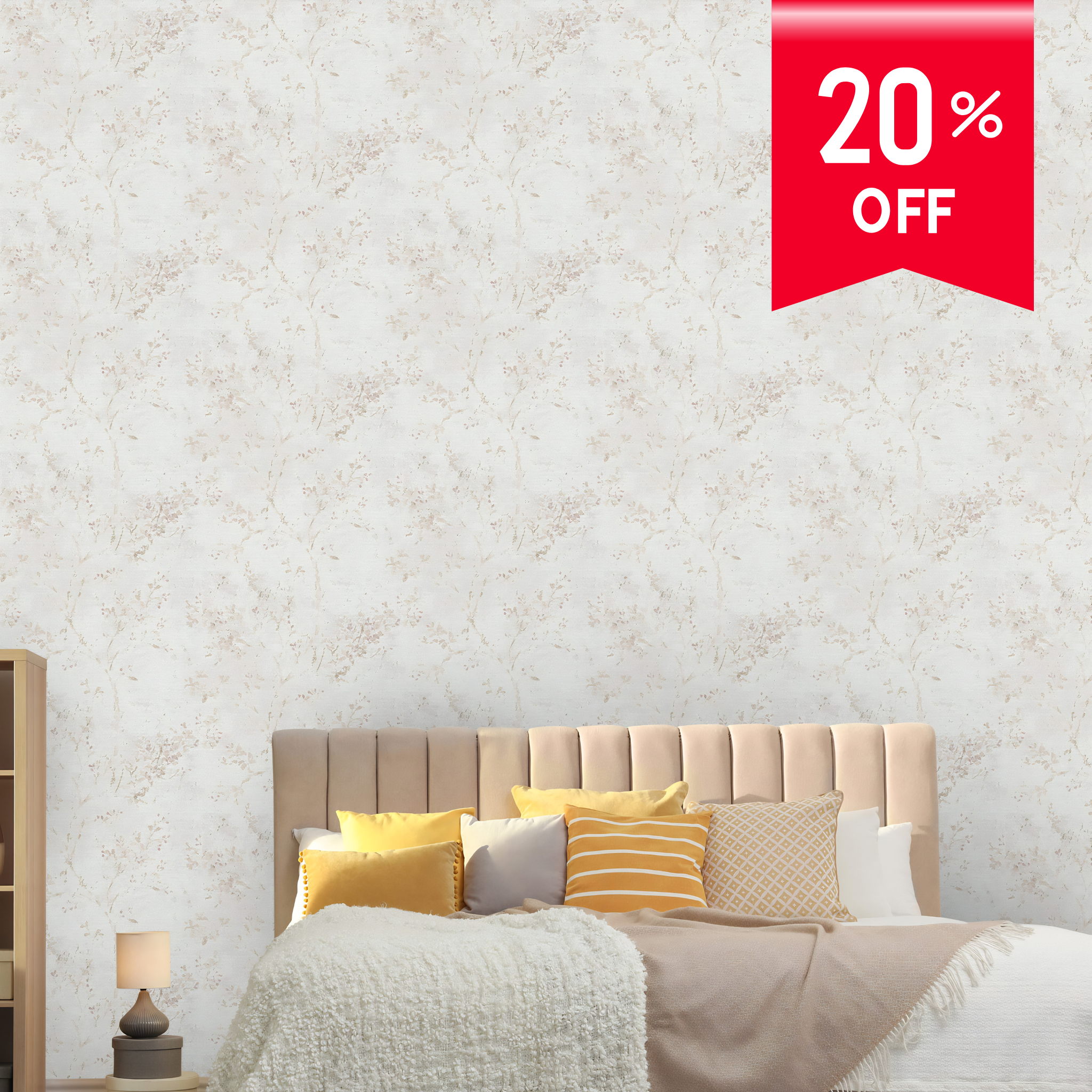 Climbers wallpaper 39650-3 in soft ivory and blush, bedroom styling