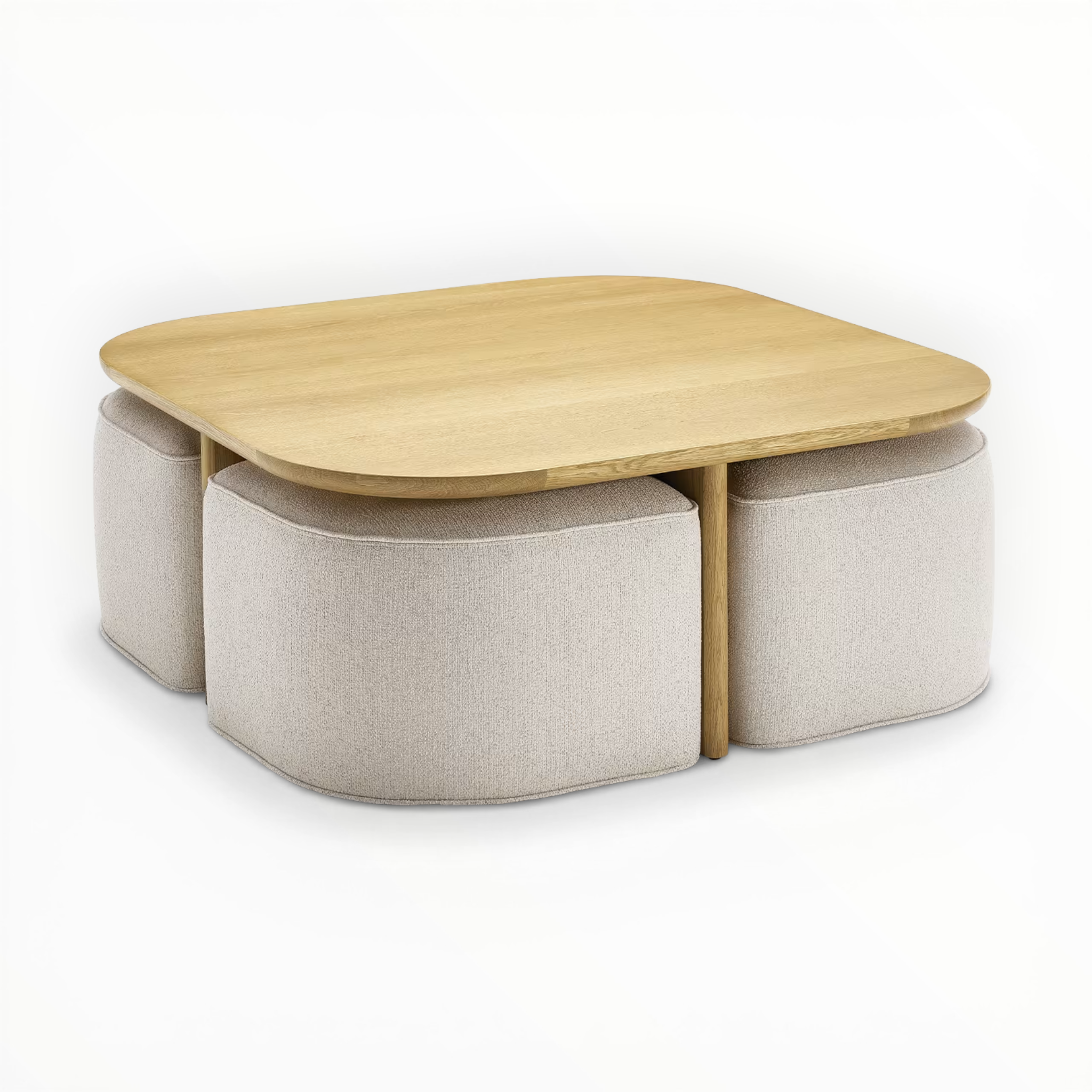 Coffee table with storage compartments on a white background