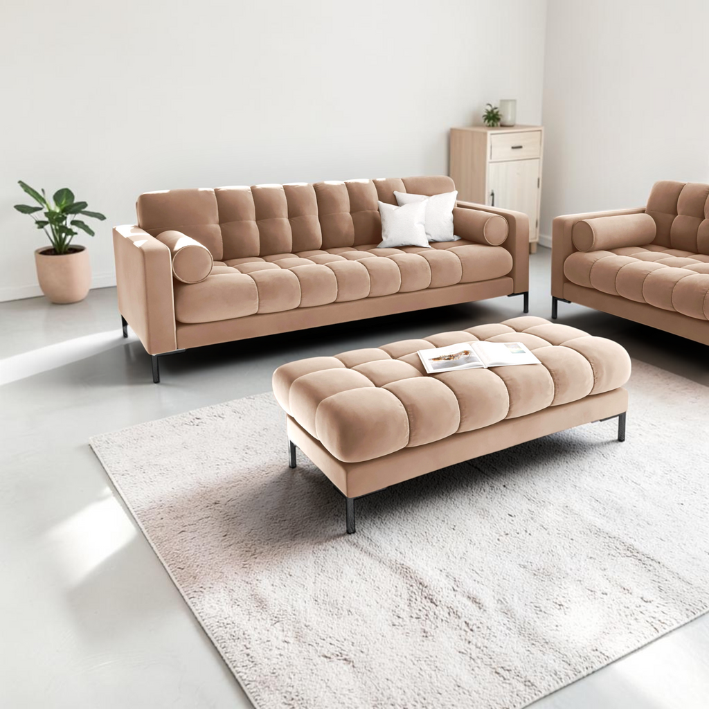 Cosmo 3 Seater Sofa | Deep-Buttoned Velvet Sofa in Hyderabad