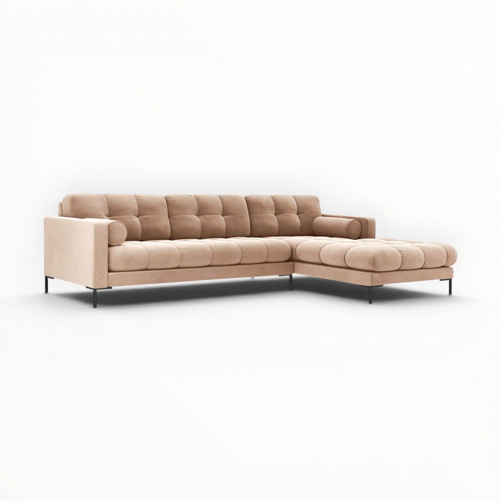 Beige sectional sofa on a white background