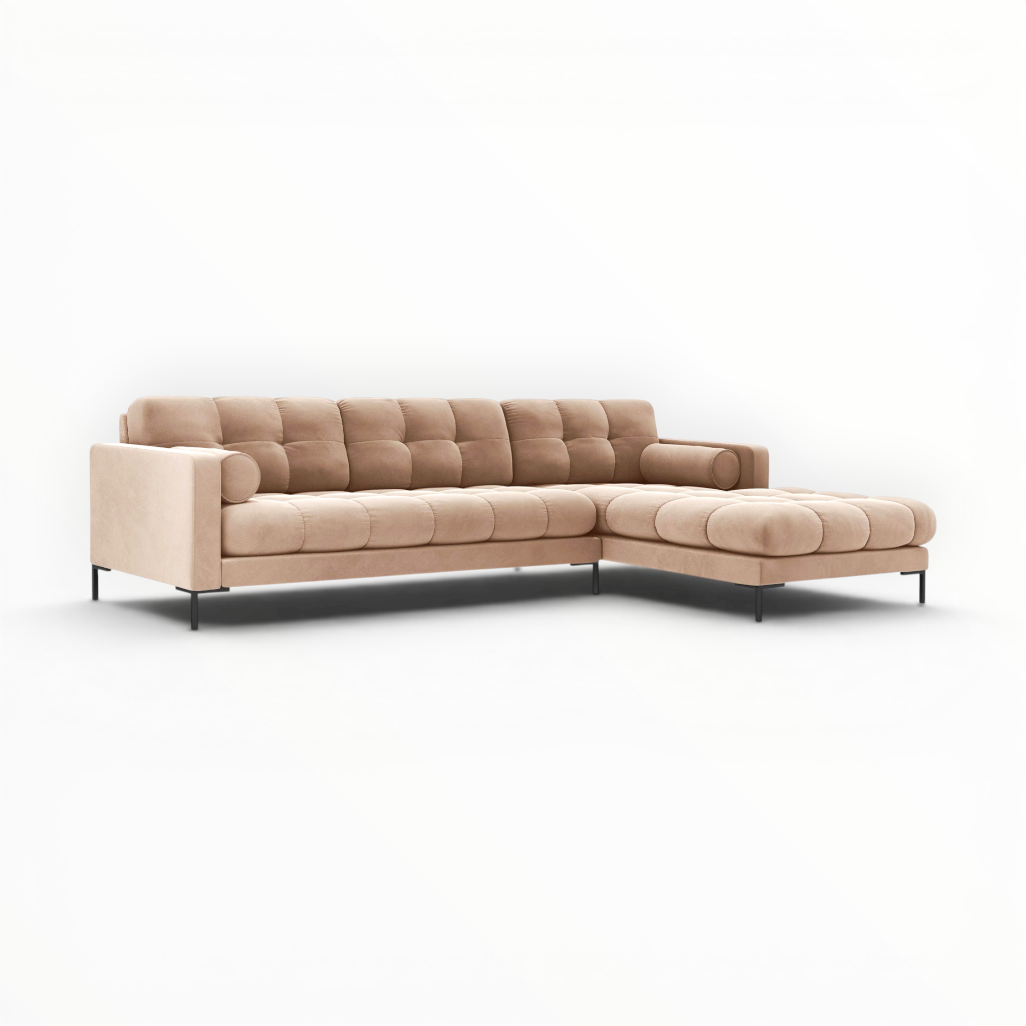 Beige sectional sofa on a white background