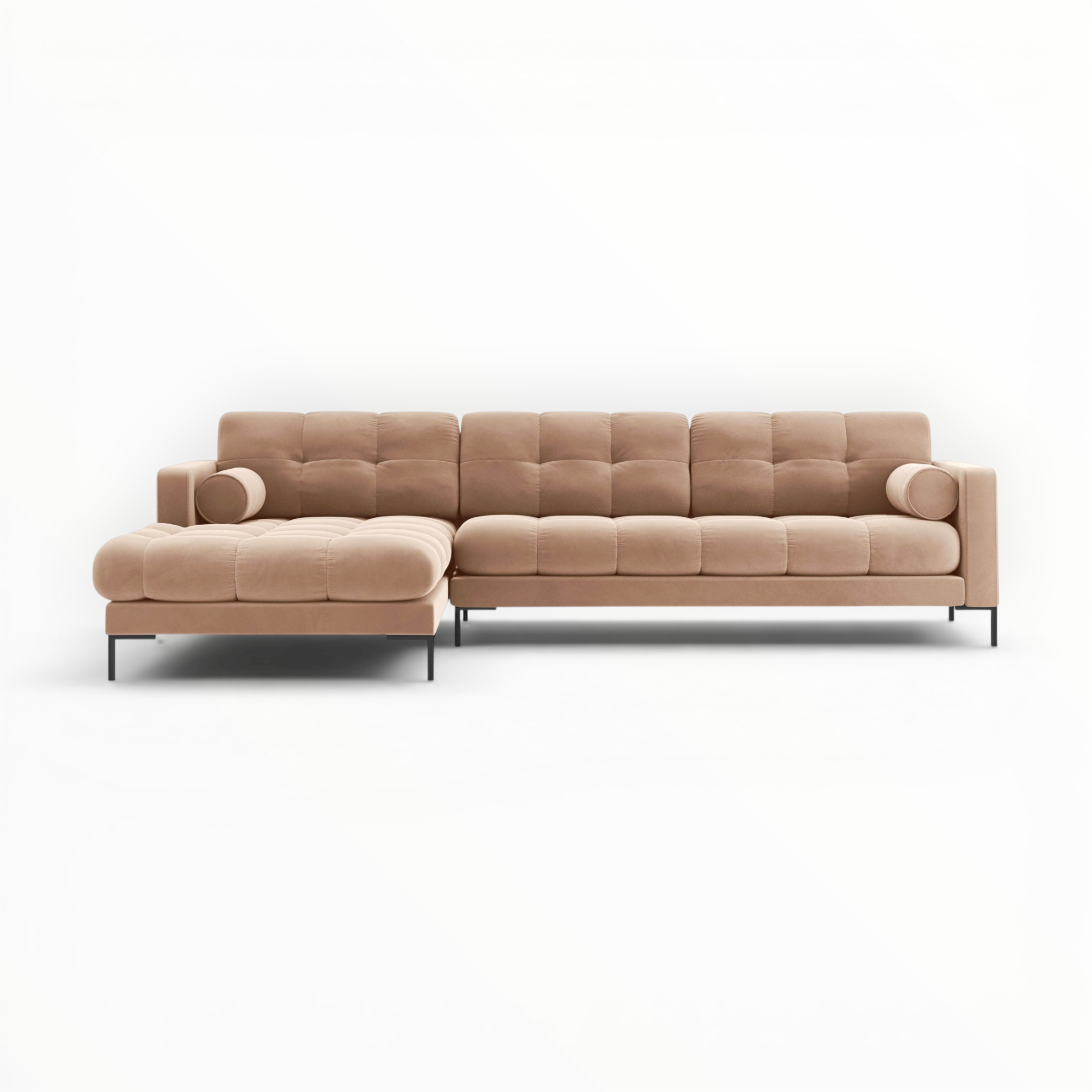 Beige sectional sofa on a white background