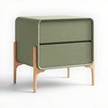 Green cabinet with wooden legs on a white background