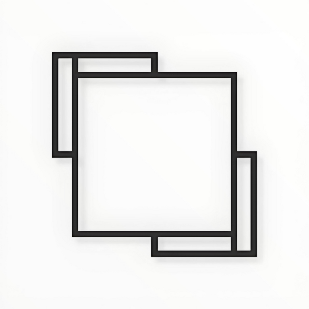 Two black square frames on a white background