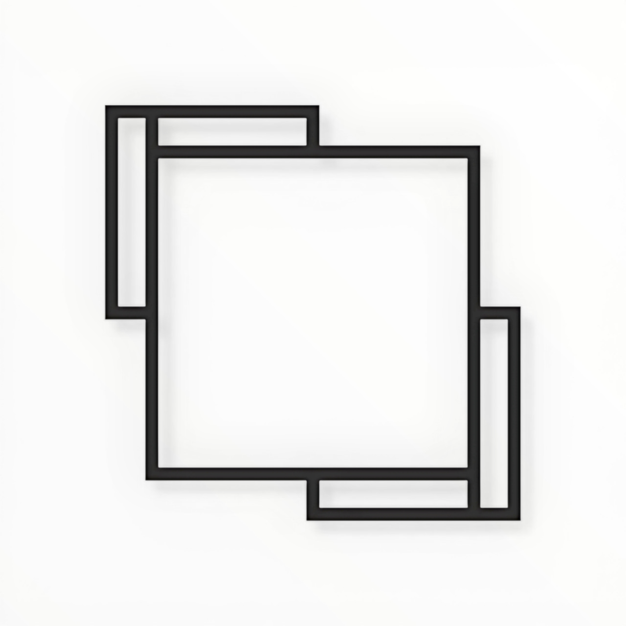 Two black square frames on a white background