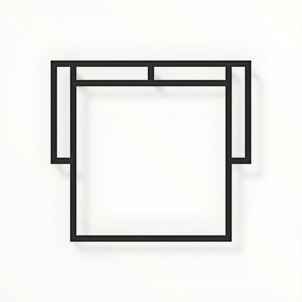 Black square frame on a white background