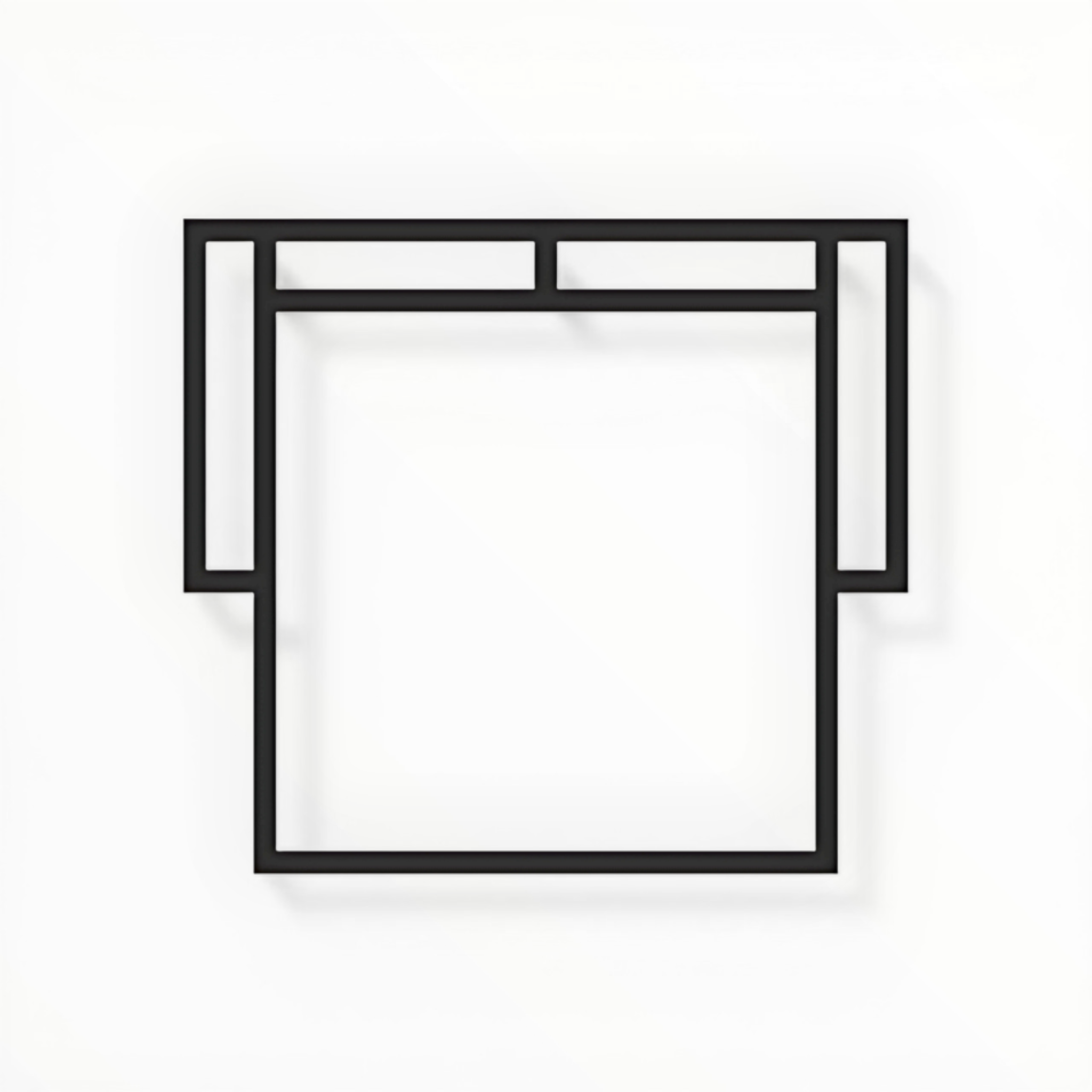 Black square frame on a white background