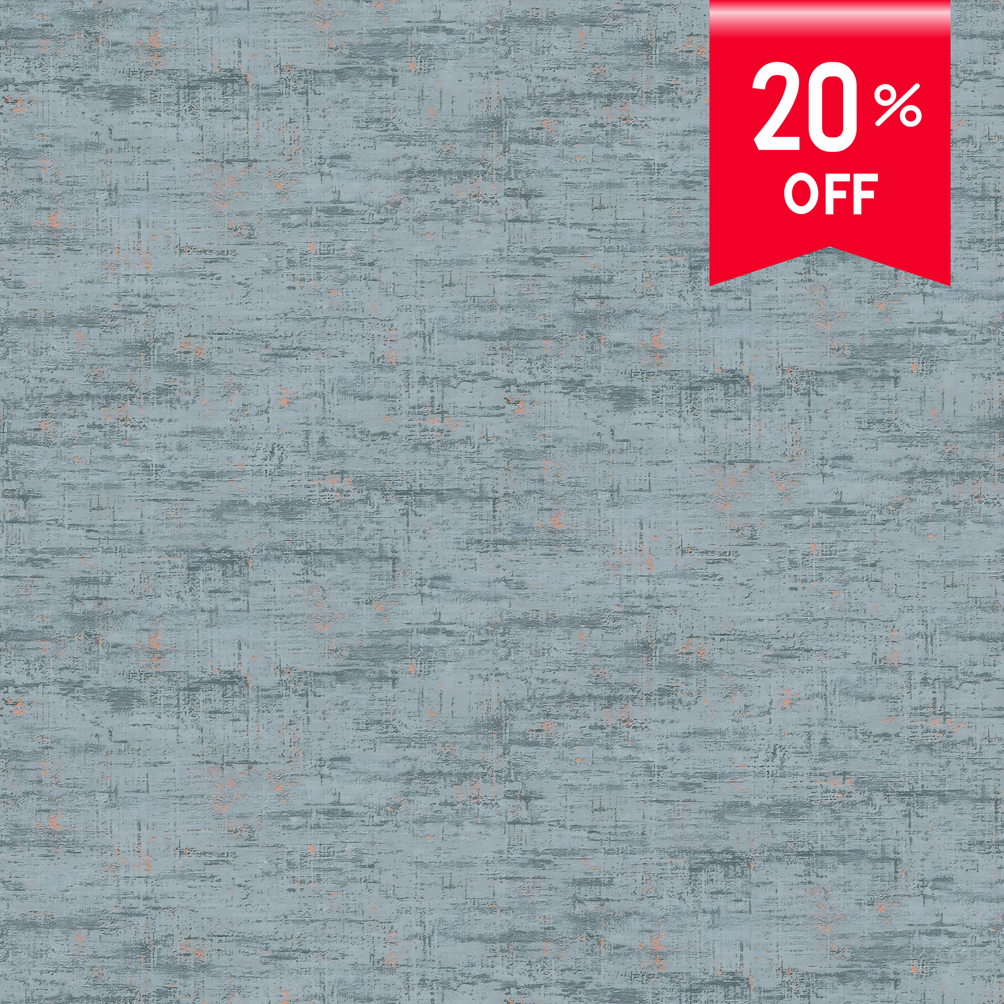 Close-up texture of Creative Thought slate teal wallpaper with copper accents