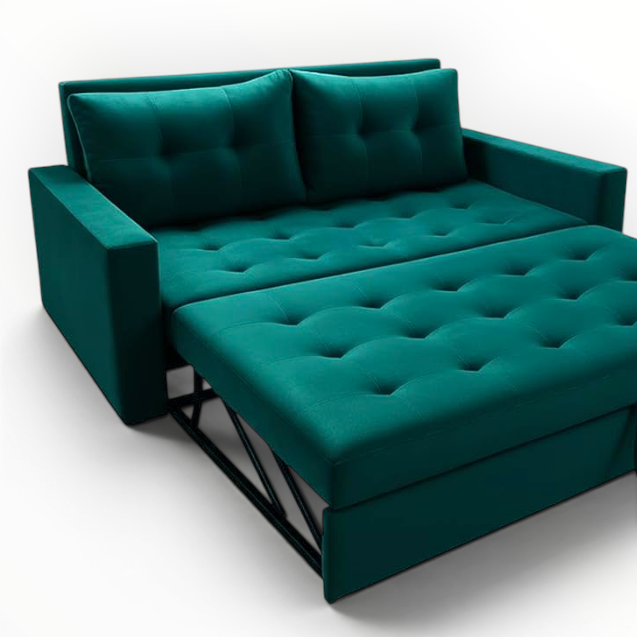 Teal sofa bed on a white background