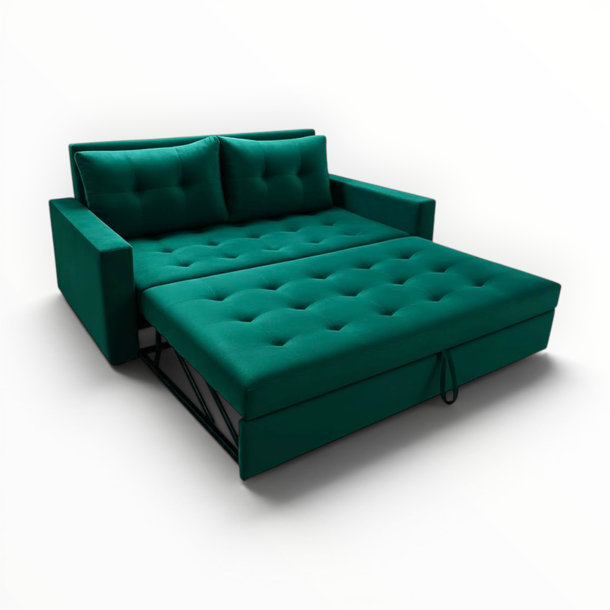 Green sofa bed on a white background