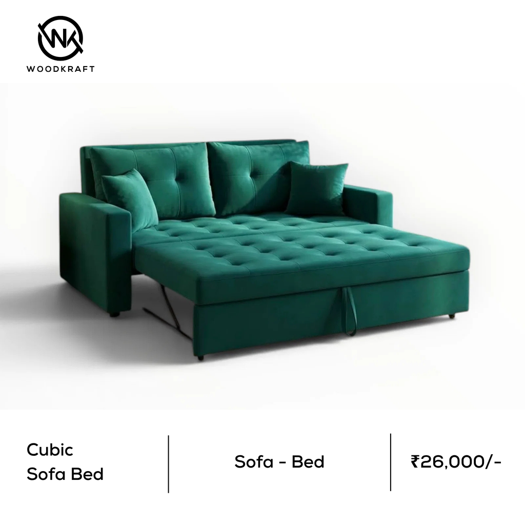 Cubic 3 Seater Sofa Cum Bed — Compact Pull-Out Sleeper Sofa