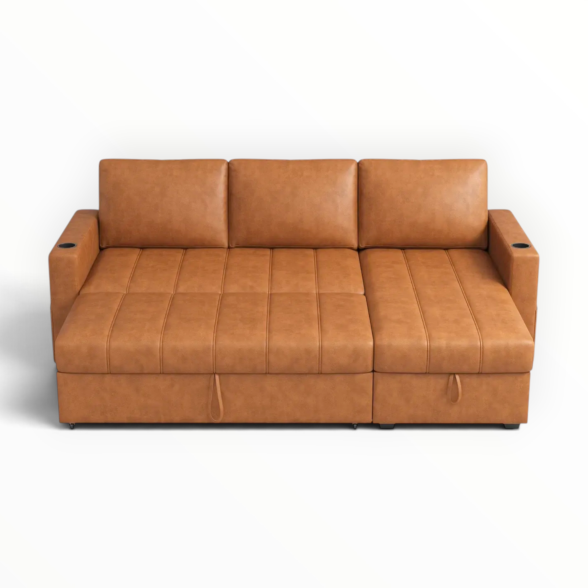 Denver sofa cum bed front view LHS chaise – pull-out bed sofa – Woodkraft Studio Hyderabad