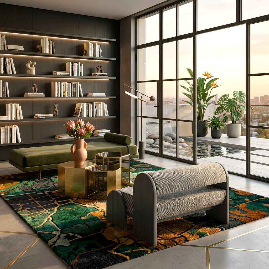 Dome teakwood lounge chair styled in luxury living room Woodkraft Studio Hyderabad