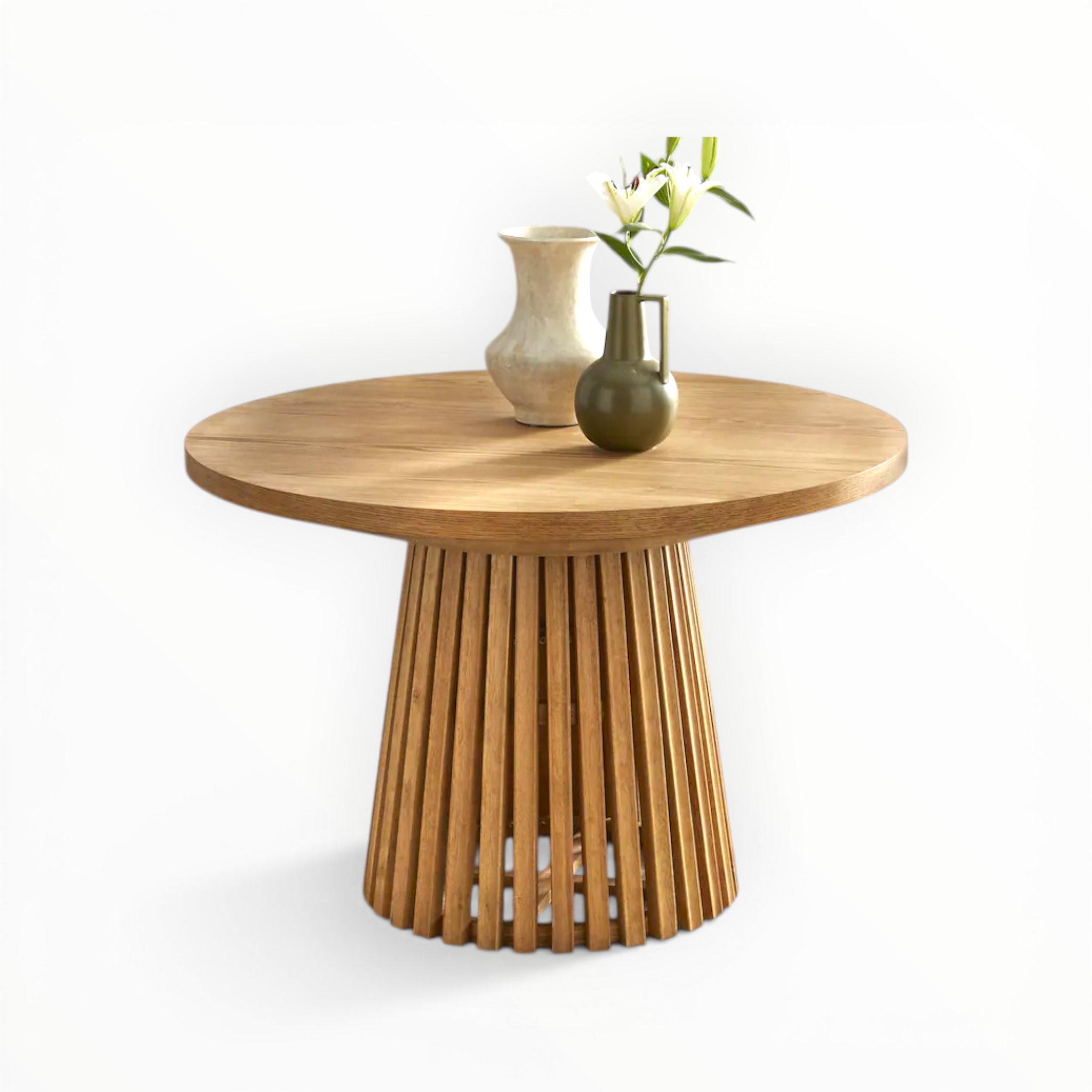 Echo Round Dining Set | Teakwood & PVC Rattan Back Chairs | Customisable