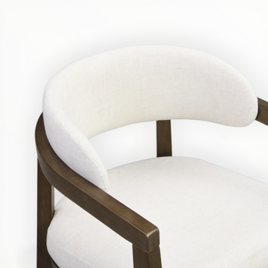 White chair with wooden frame on a white background