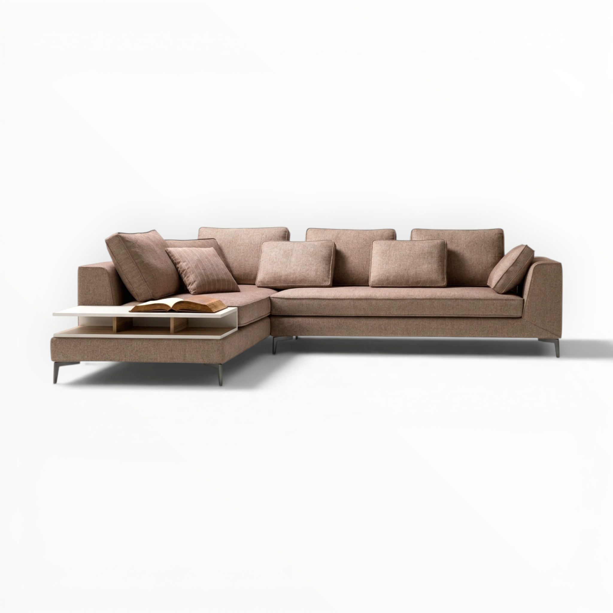 Brown sectional sofa on a white background